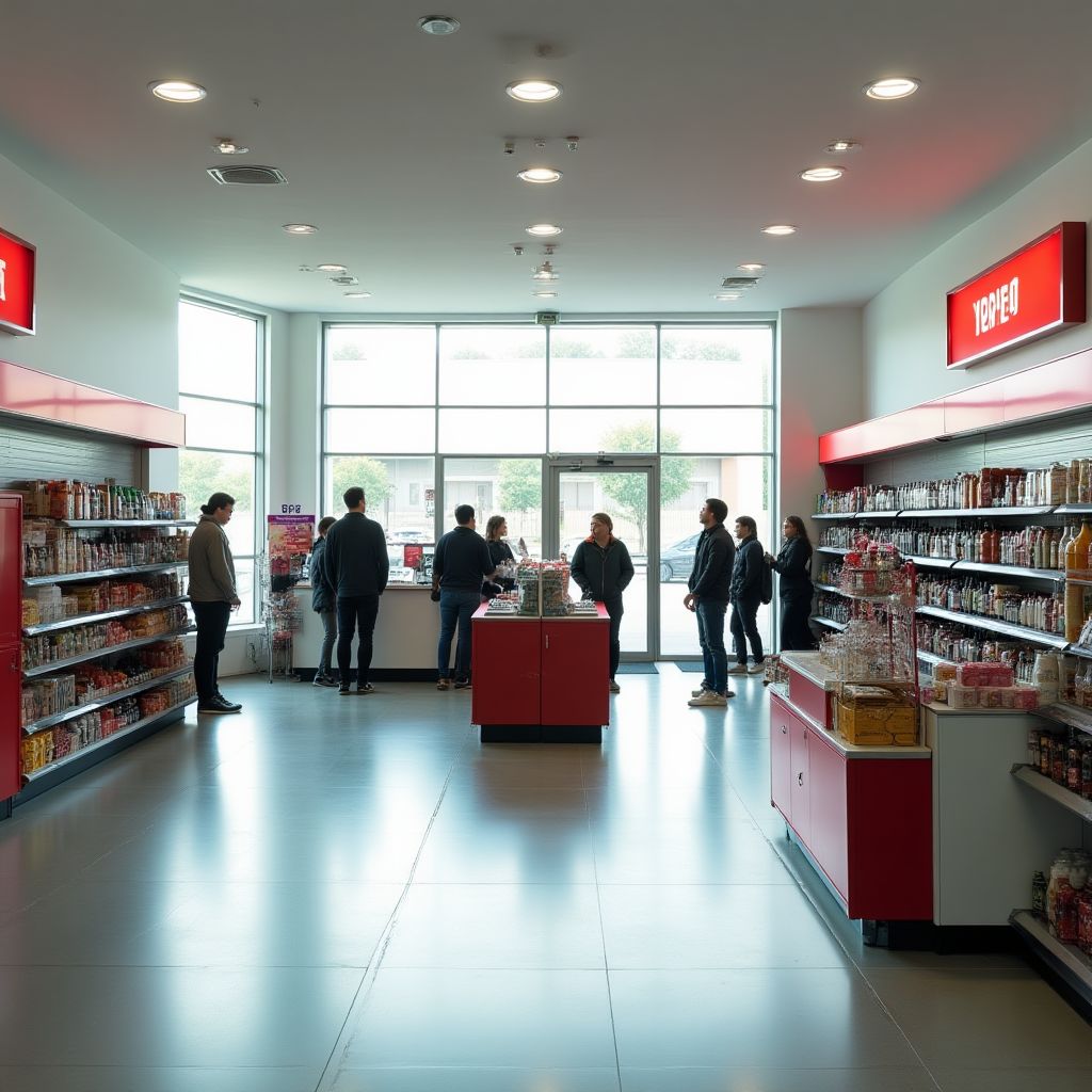 Interior de una moderna Tienda Full YPF