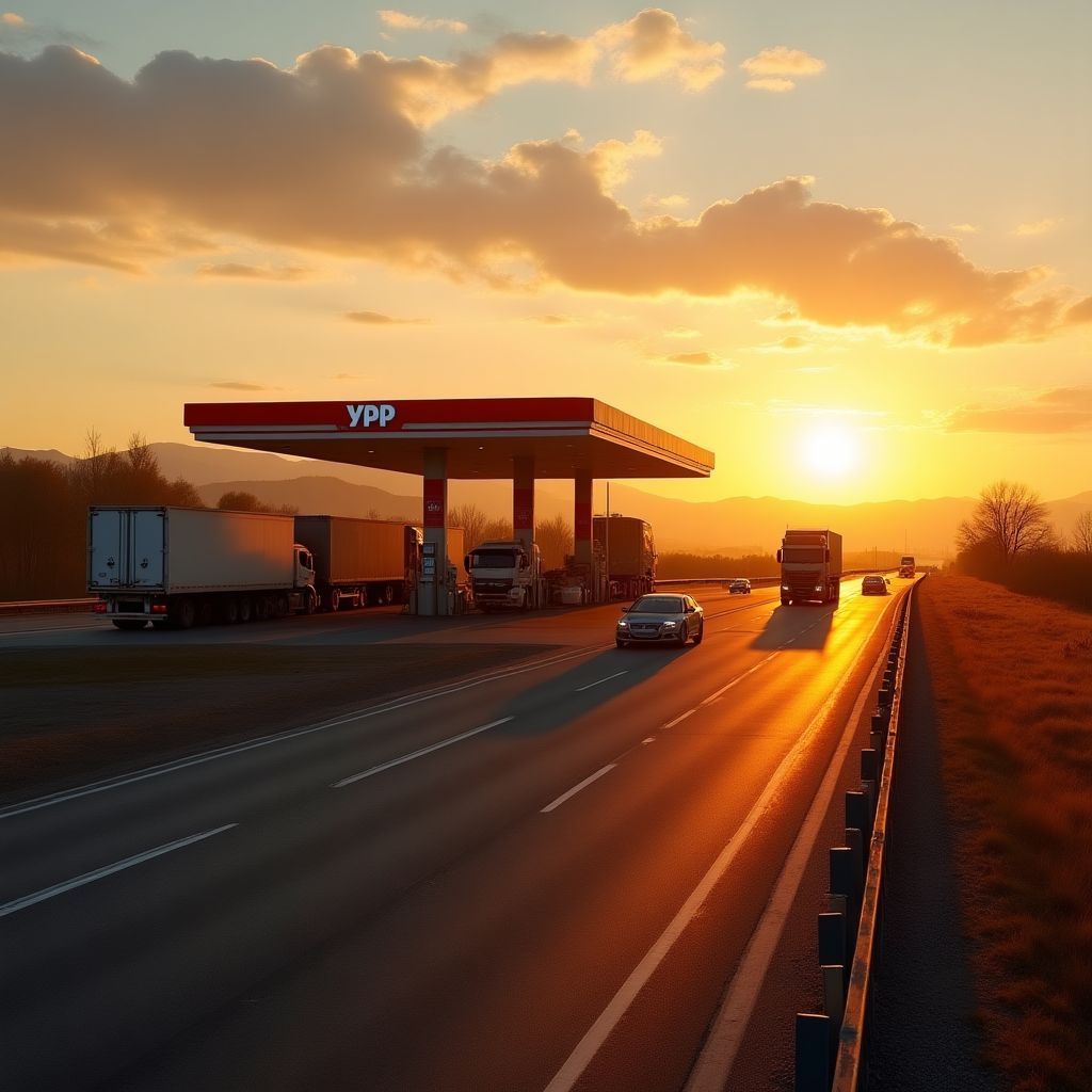 Estación YPF en una autopista de Argentina